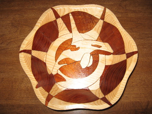 Orca (reverse image), decorative wooden bowl