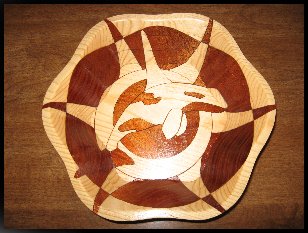 Orca, reverse image, decorative wooden bowl