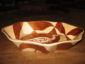 White Heron, side view, decorative wooden bowls
