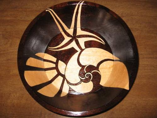 Sea Shells, decorative wooden bowl