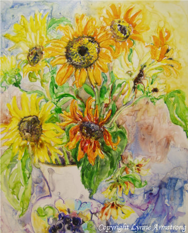 Sunflowers, watercolor painting